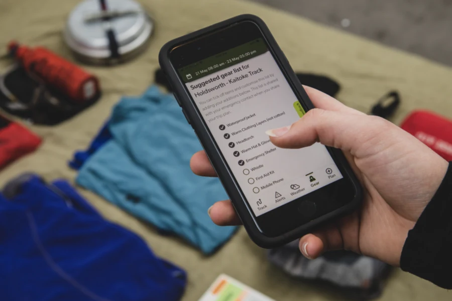 Plan My Walk packing list on phone